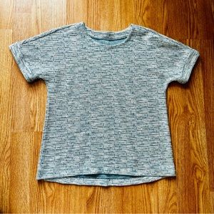 LOFT Outlet Short Sleeve Light Blue, White And Silver Metallic Blouse Size SP